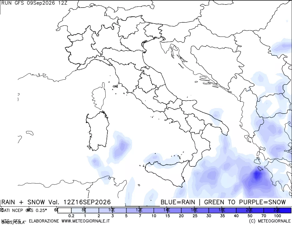 mappa Precipitazioni totali e nevose