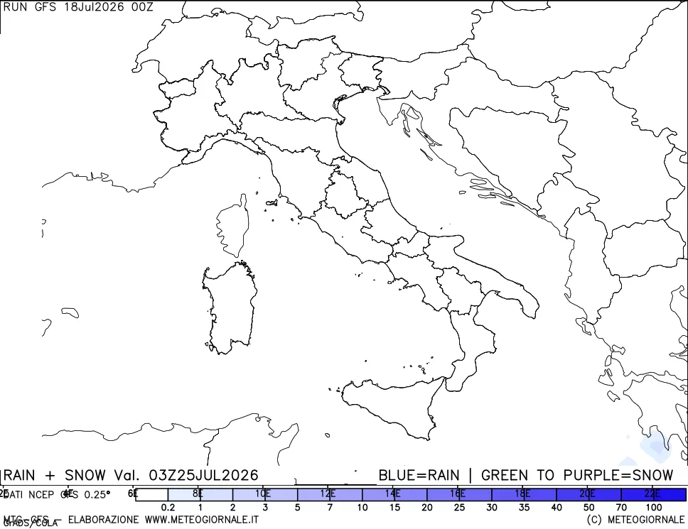 mappa Precipitazioni totali e nevose
