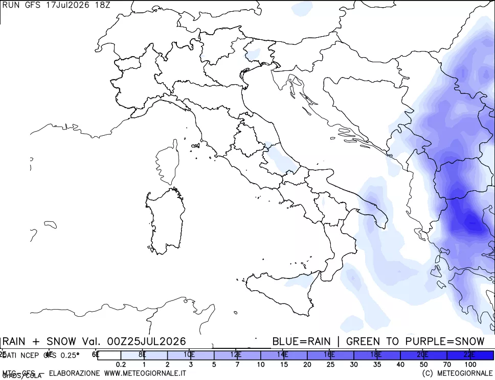 mappa Precipitazioni totali e nevose