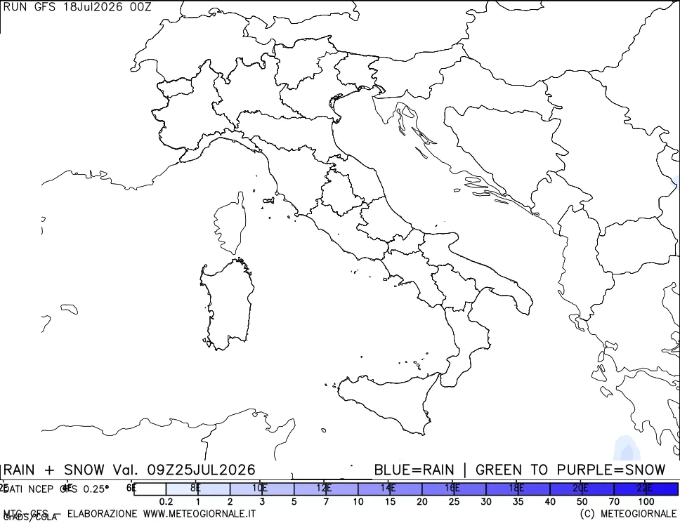 mappa Precipitazioni totali e nevose