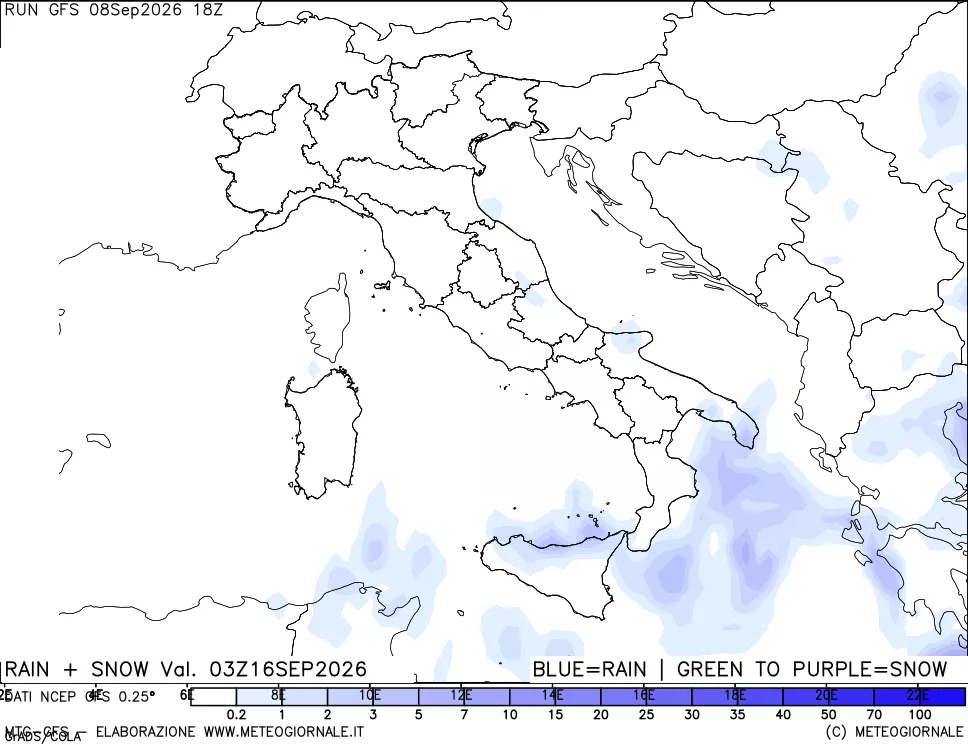 mappa Precipitazioni totali e nevose