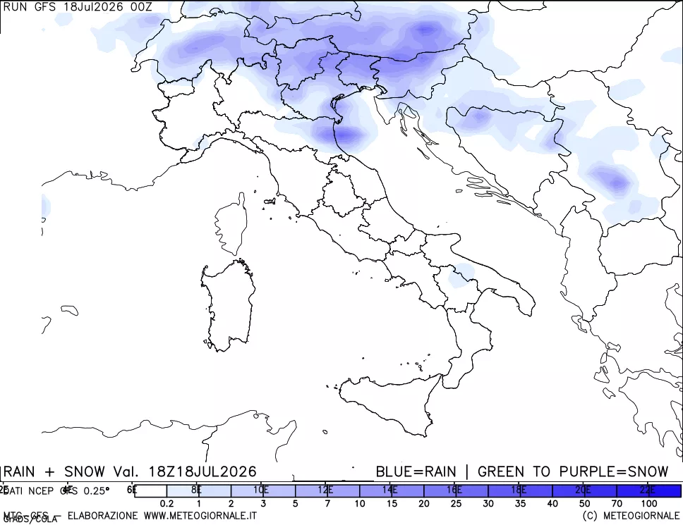 mappa Precipitazioni totali e nevose