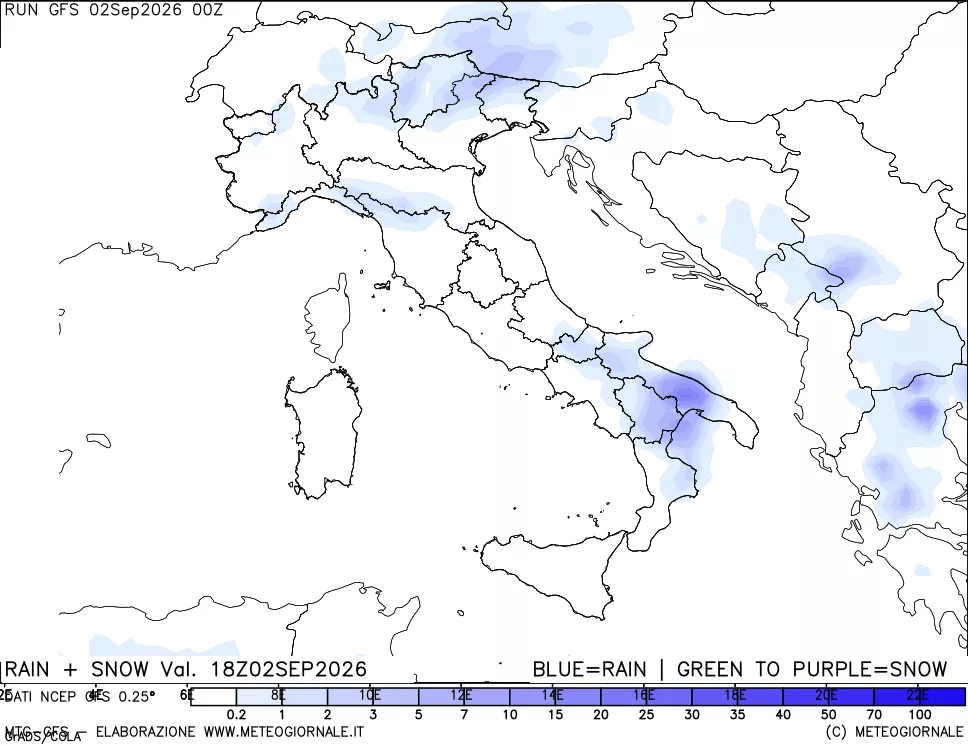 mappa Precipitazioni totali e nevose