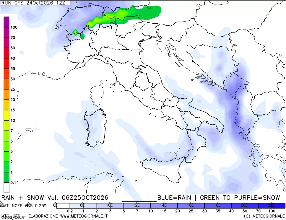 mappa Precipitazioni totali e nevose