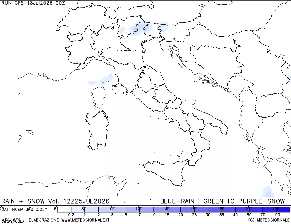 mappa Precipitazioni totali e nevose