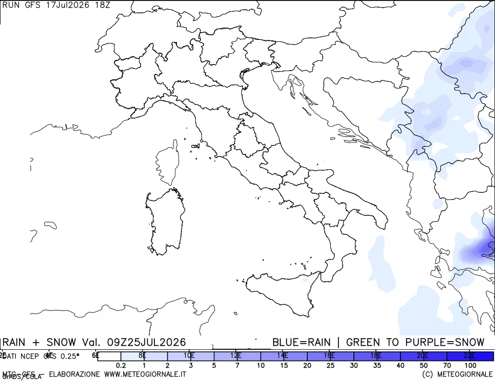 mappa Precipitazioni totali e nevose