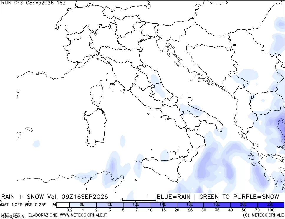 mappa Precipitazioni totali e nevose