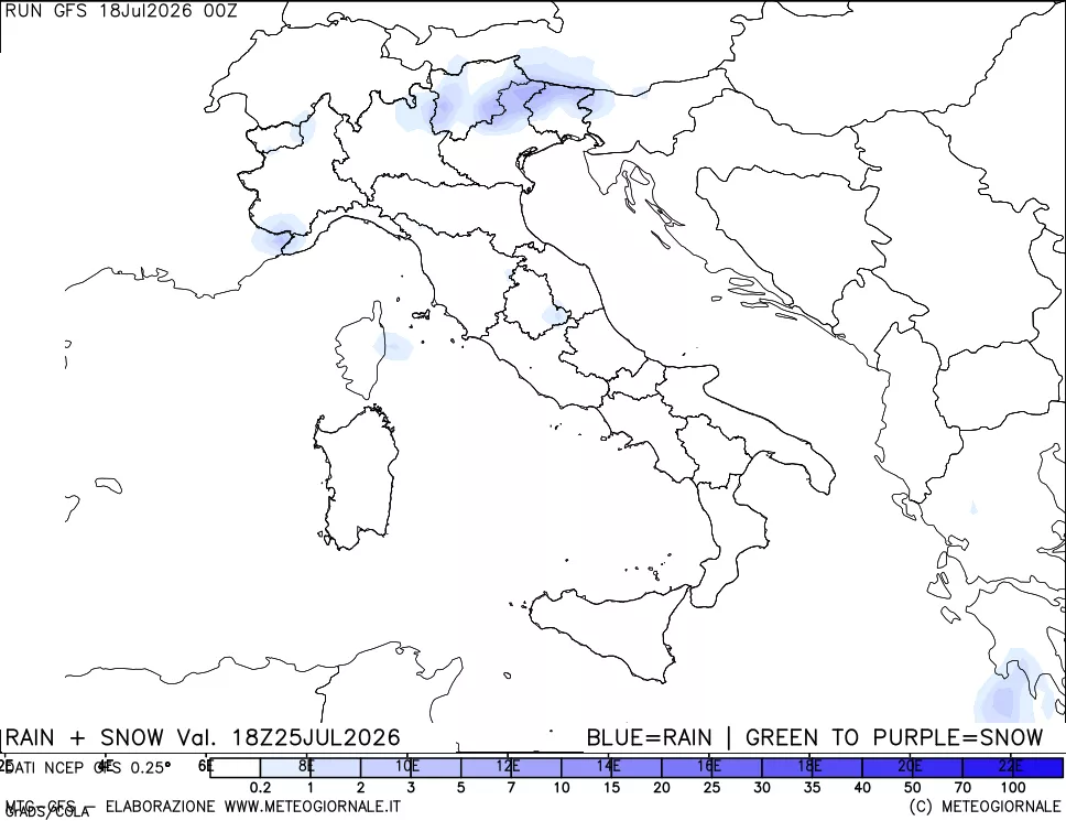 mappa Precipitazioni totali e nevose