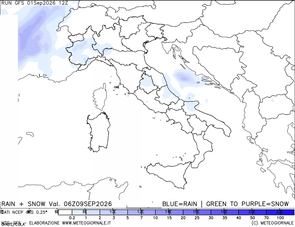 mappa Precipitazioni totali e nevose