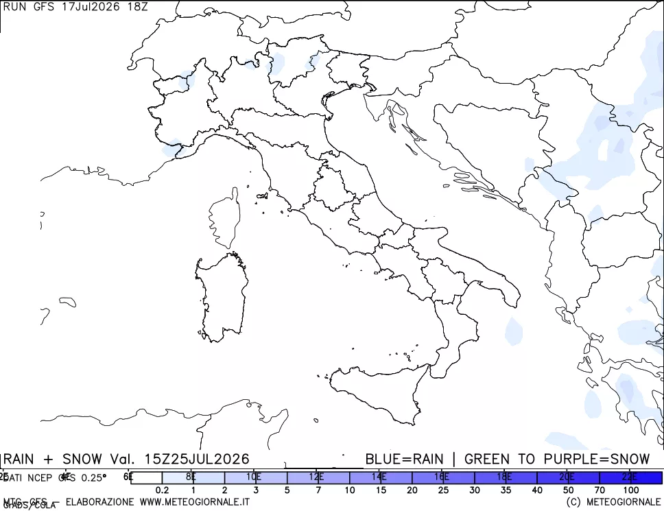 mappa Precipitazioni totali e nevose