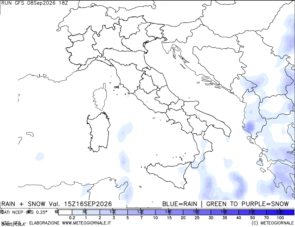 mappa Precipitazioni totali e nevose