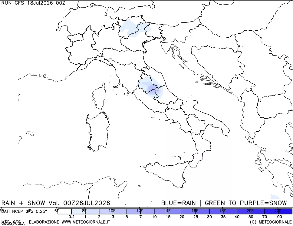 mappa Precipitazioni totali e nevose