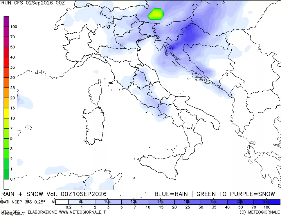 mappa Precipitazioni totali e nevose