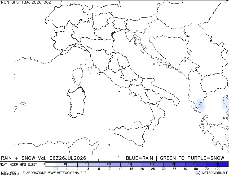 mappa Precipitazioni totali e nevose