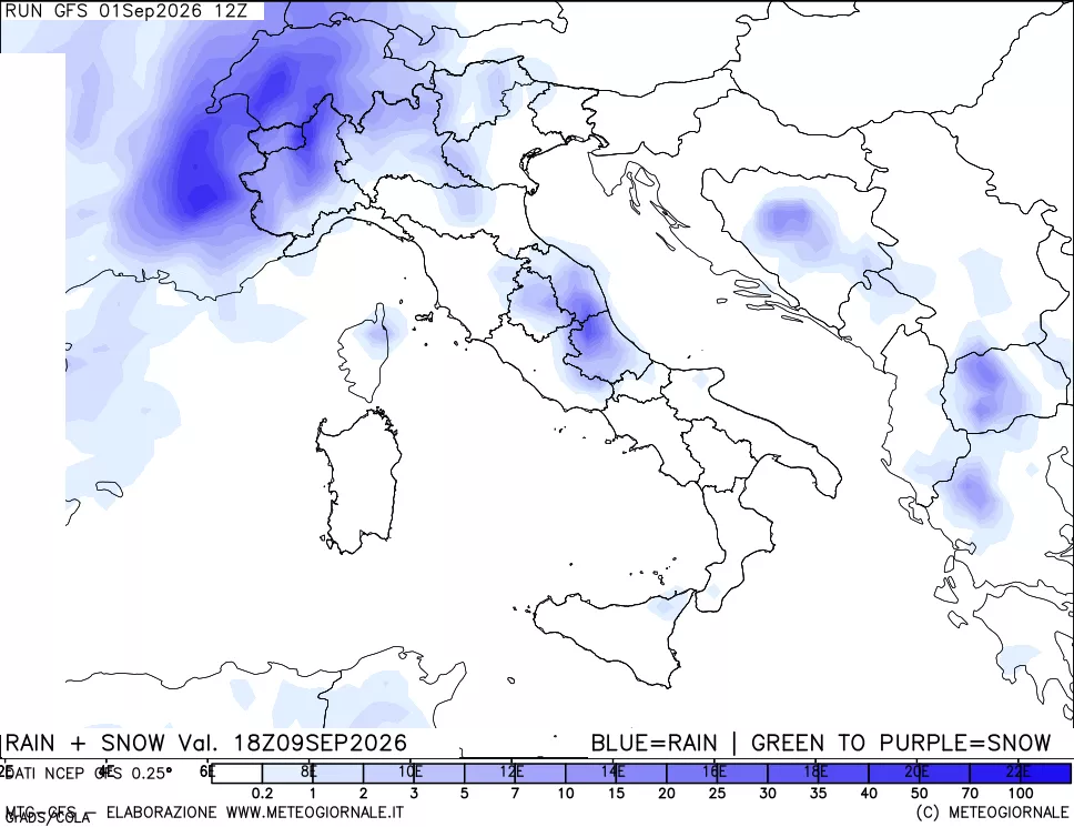 mappa Precipitazioni totali e nevose