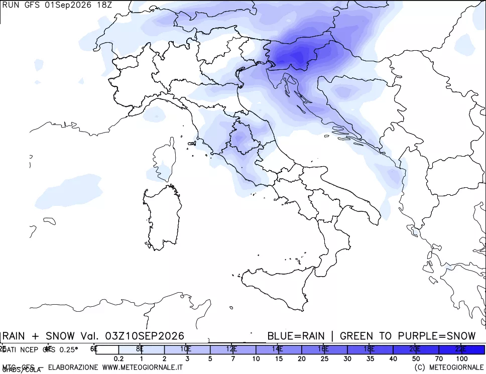 mappa Precipitazioni totali e nevose