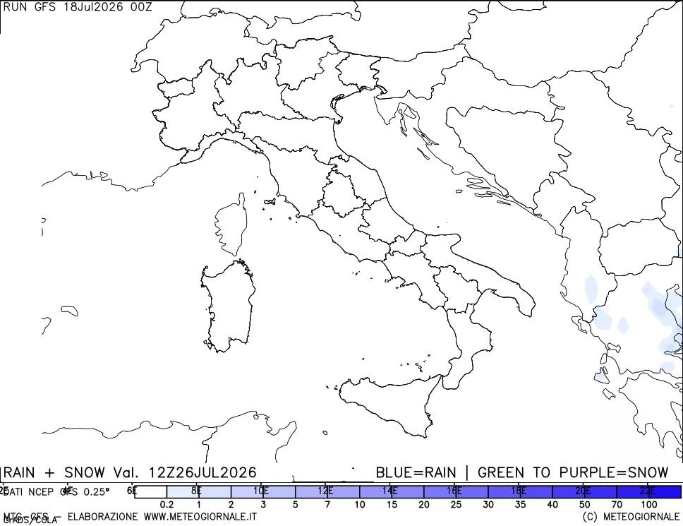 mappa Precipitazioni totali e nevose