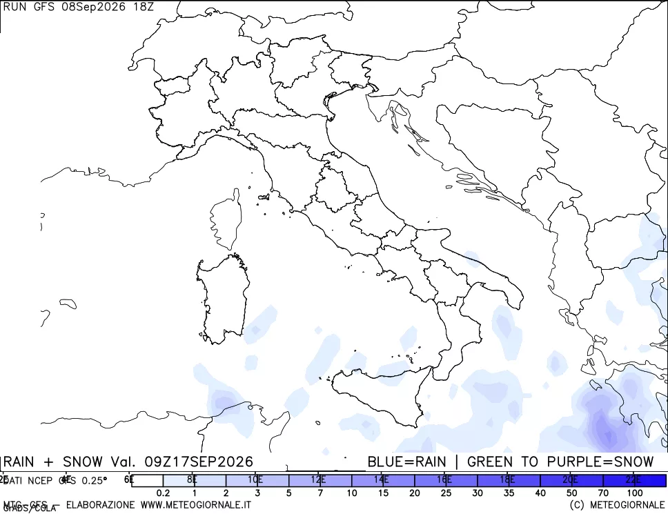 mappa Precipitazioni totali e nevose