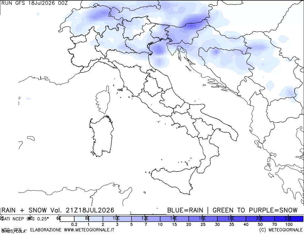 mappa Precipitazioni totali e nevose