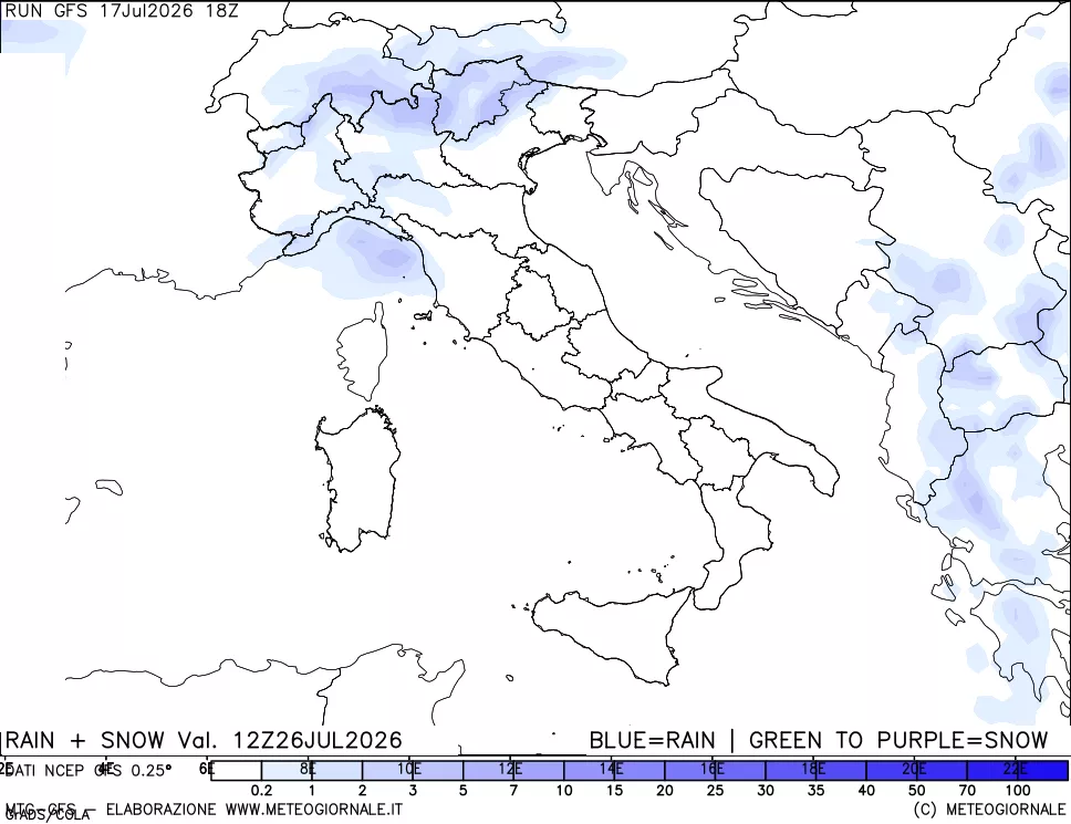mappa Precipitazioni totali e nevose