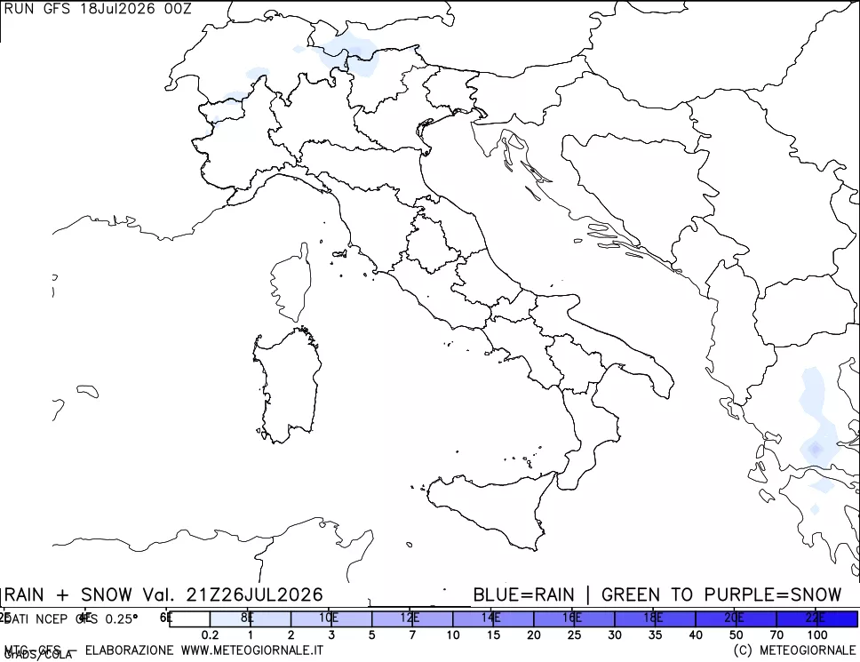 mappa Precipitazioni totali e nevose