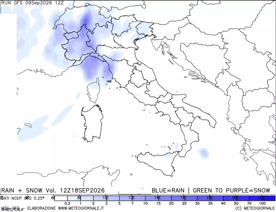 mappa Precipitazioni totali e nevose