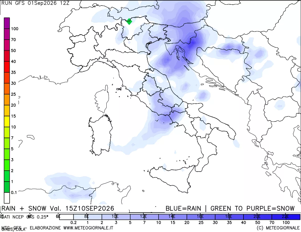 mappa Precipitazioni totali e nevose