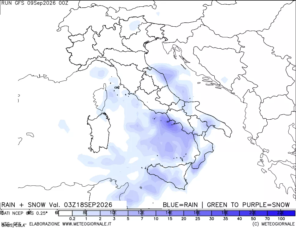 mappa Precipitazioni totali e nevose