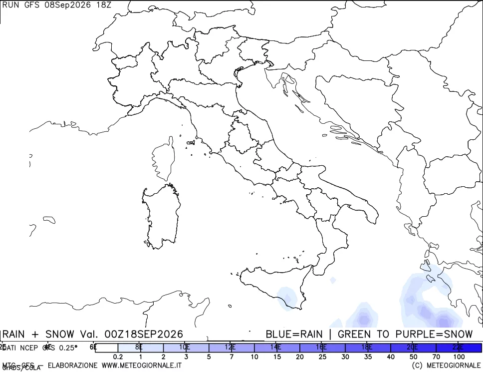 mappa Precipitazioni totali e nevose