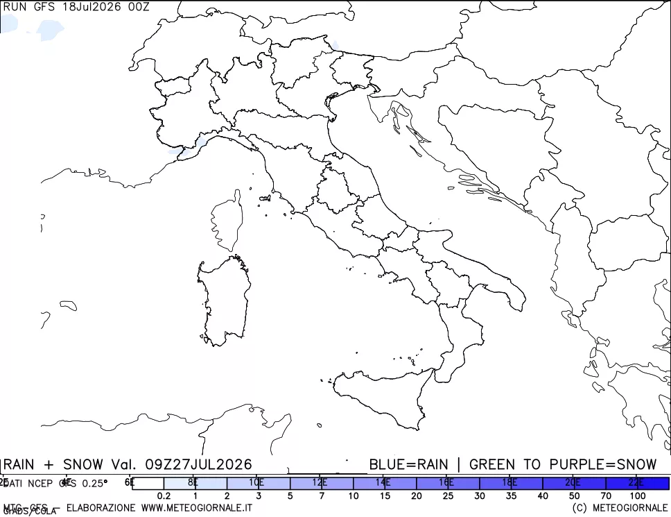 mappa Precipitazioni totali e nevose