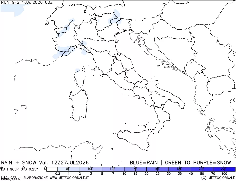 mappa Precipitazioni totali e nevose