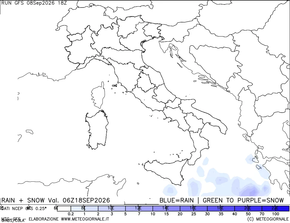 mappa Precipitazioni totali e nevose