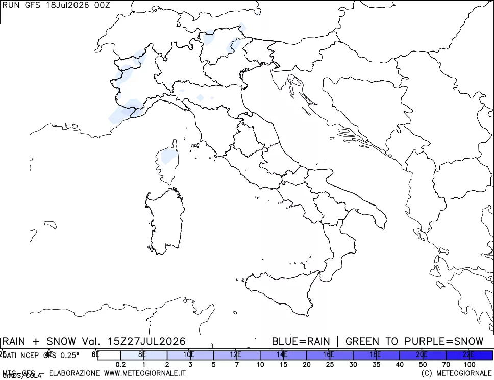 mappa Precipitazioni totali e nevose
