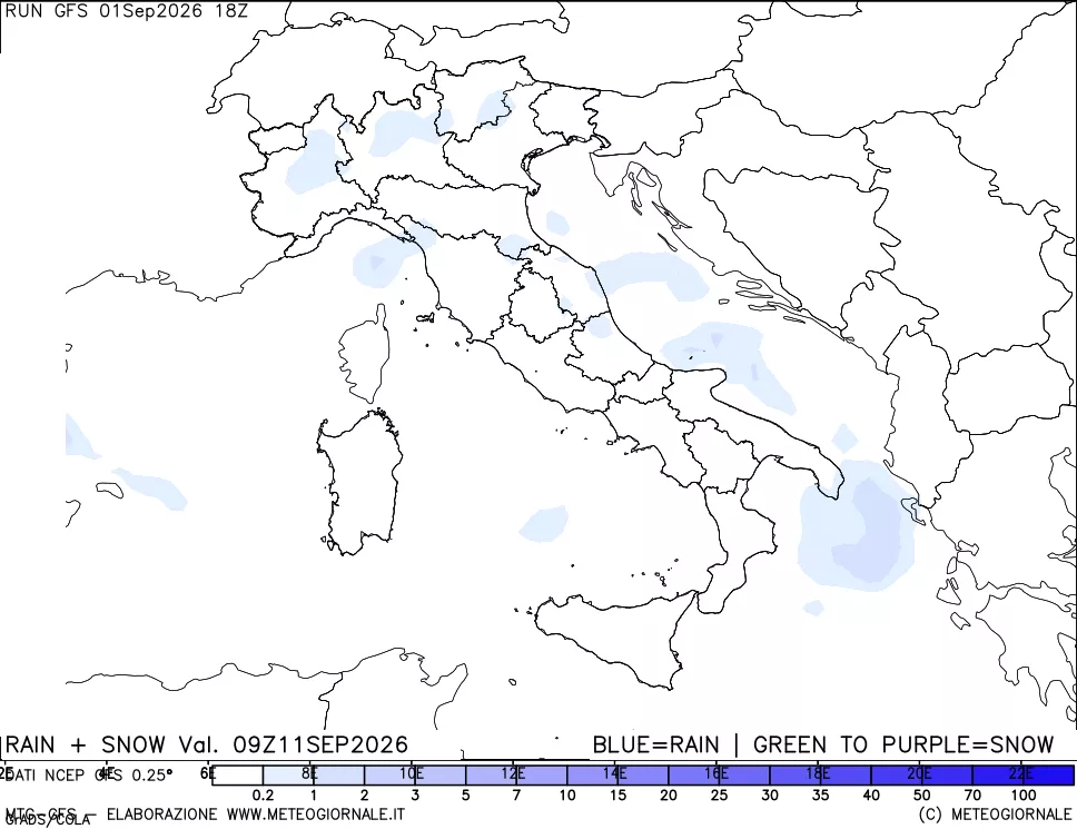 mappa Precipitazioni totali e nevose