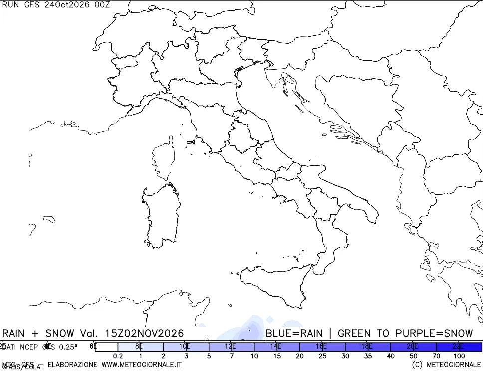 mappa Precipitazioni totali e nevose