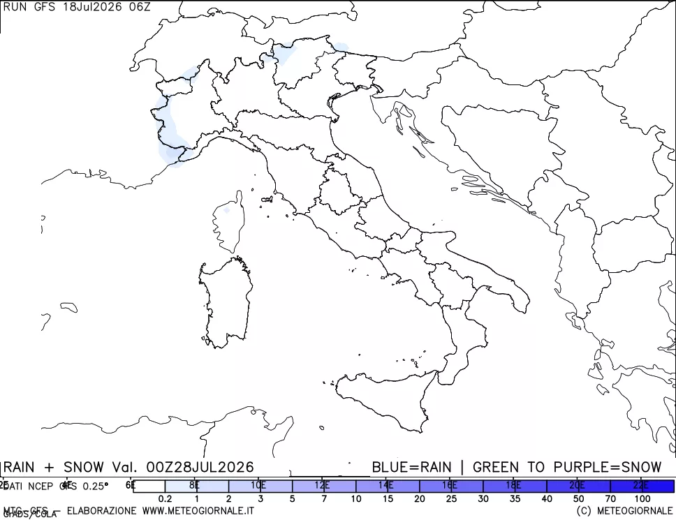 mappa Precipitazioni totali e nevose