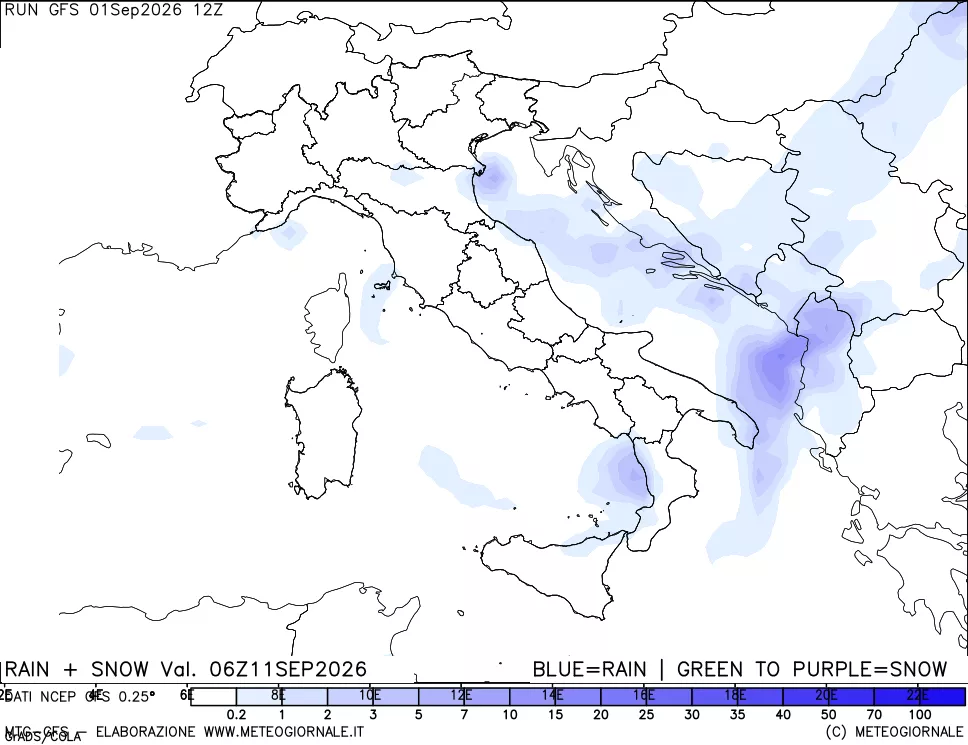 mappa Precipitazioni totali e nevose