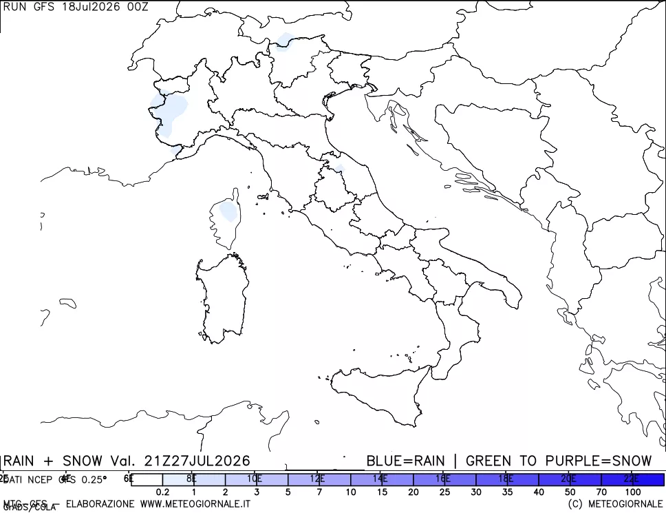 mappa Precipitazioni totali e nevose