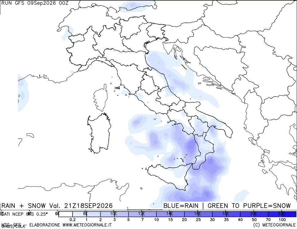 mappa Precipitazioni totali e nevose