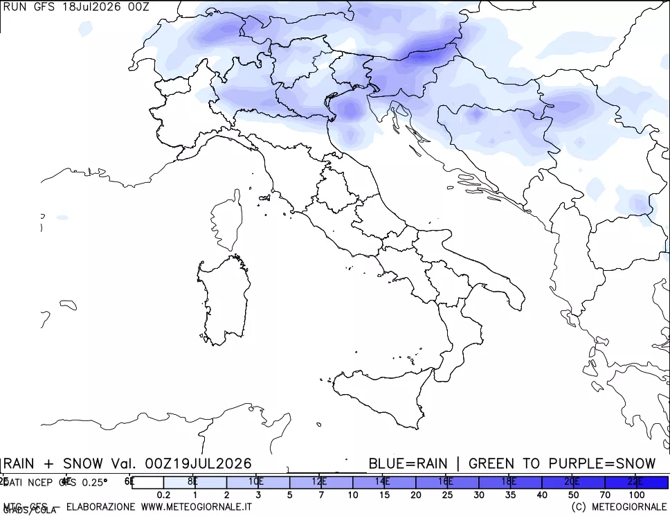 mappa Precipitazioni totali e nevose