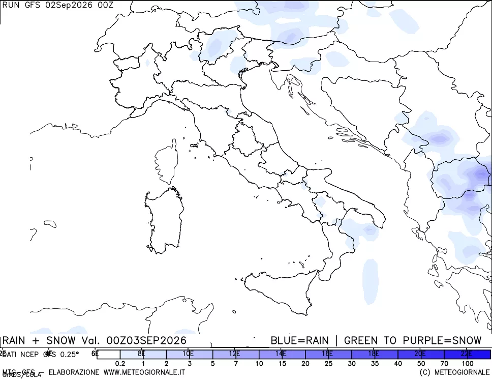 mappa Precipitazioni totali e nevose