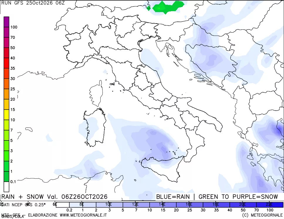 mappa Precipitazioni totali e nevose