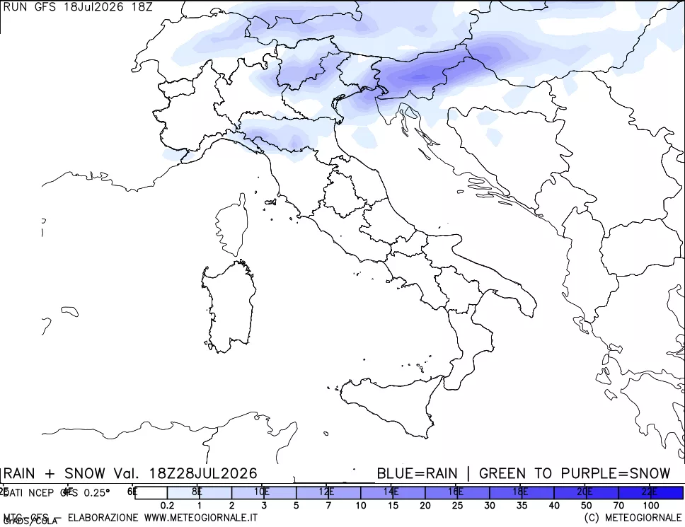 mappa Precipitazioni totali e nevose