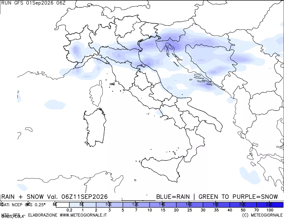 mappa Precipitazioni totali e nevose