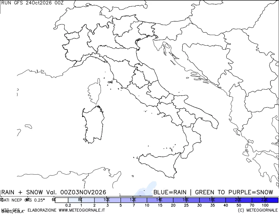 mappa Precipitazioni totali e nevose