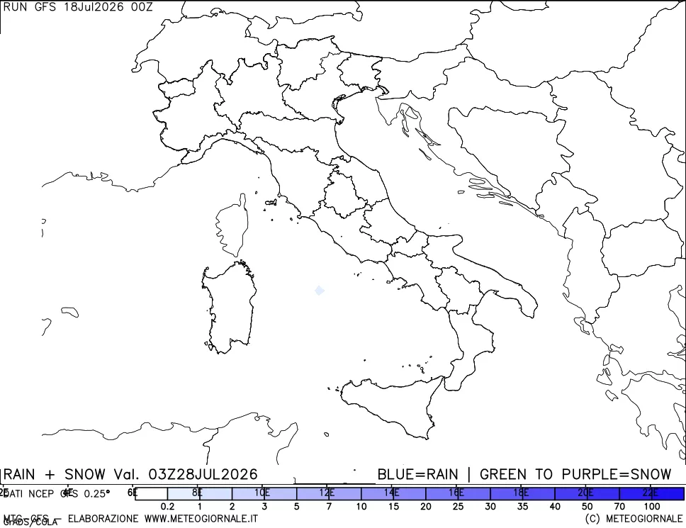 mappa Precipitazioni totali e nevose