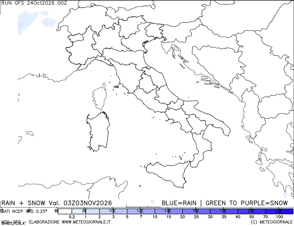 mappa Precipitazioni totali e nevose