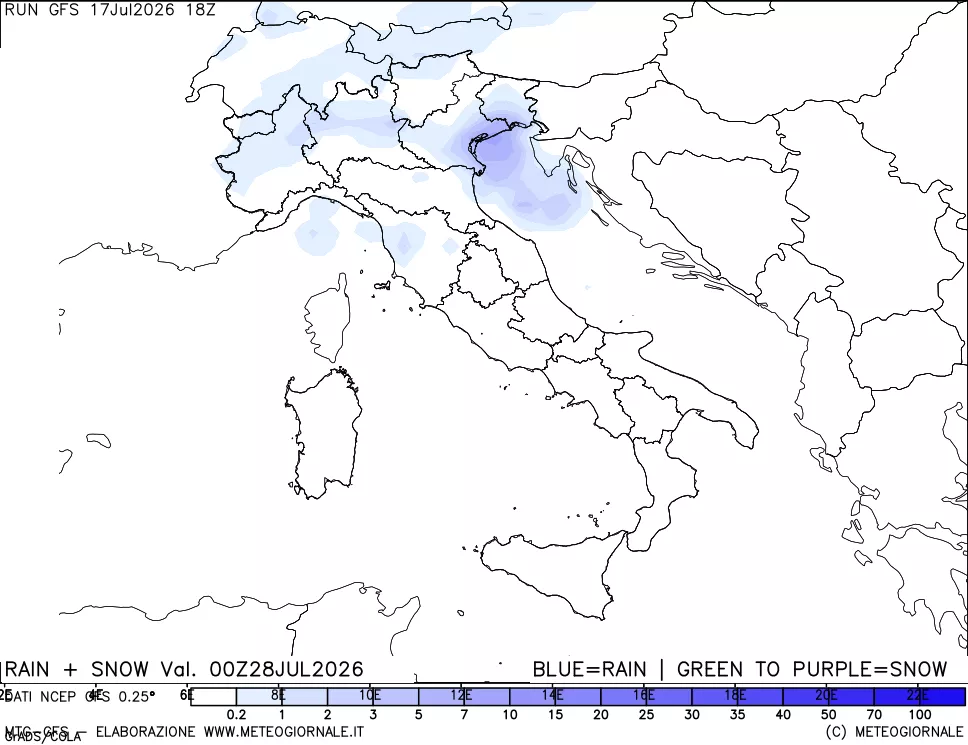 mappa Precipitazioni totali e nevose