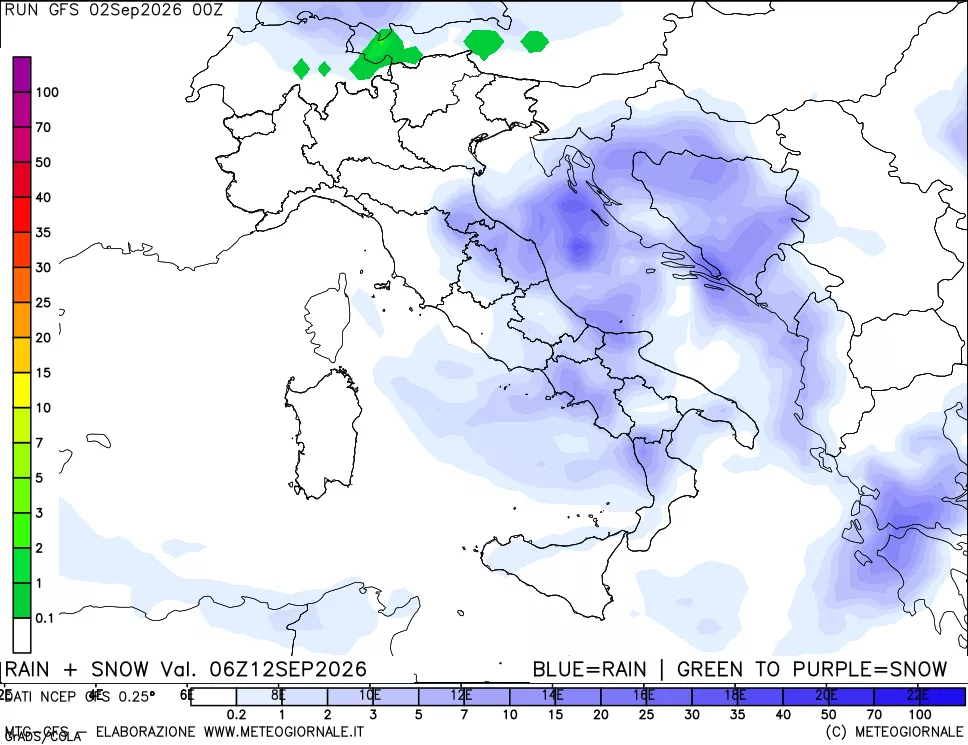 mappa Precipitazioni totali e nevose