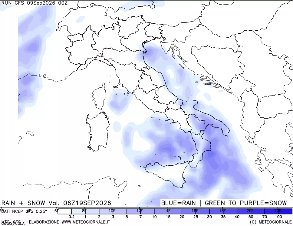 mappa Precipitazioni totali e nevose